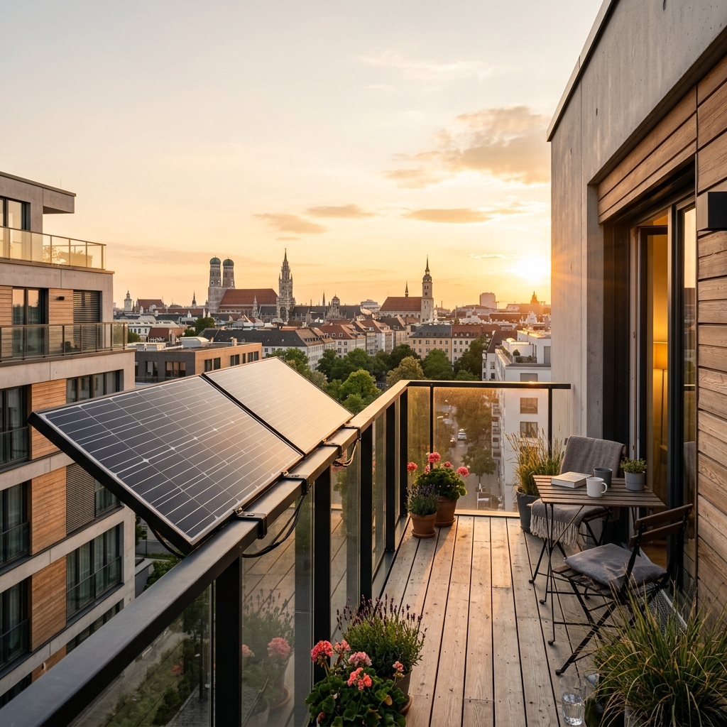 Balkonkraftwerk am Balkon montiert
